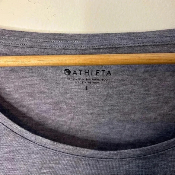 Athleta Encore Grey Long Sleeve Side Ruched Size Large - Picture 3 of 6